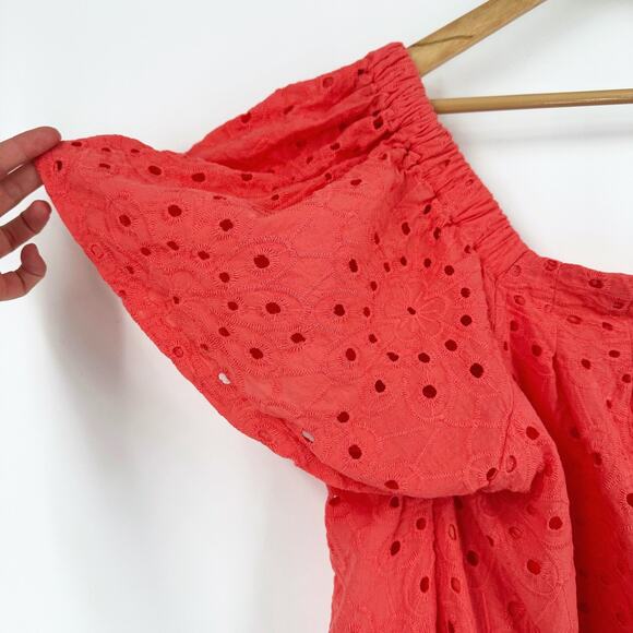 Lane Bryant Womens Embroidered Eyelet Peasant Dress 26/28 Mini Crochet Boho - Picture 4 of 10